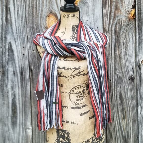 Gray Orange Striped Scarf Michael Kors Designer Accessory Fall Winter NWT - Picture 2 of 6